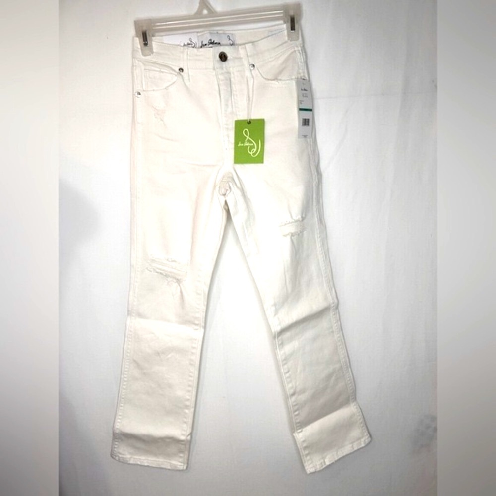 NWT Sam Eldeman Women's Distressed Kick Flare Jeans. White Size 24